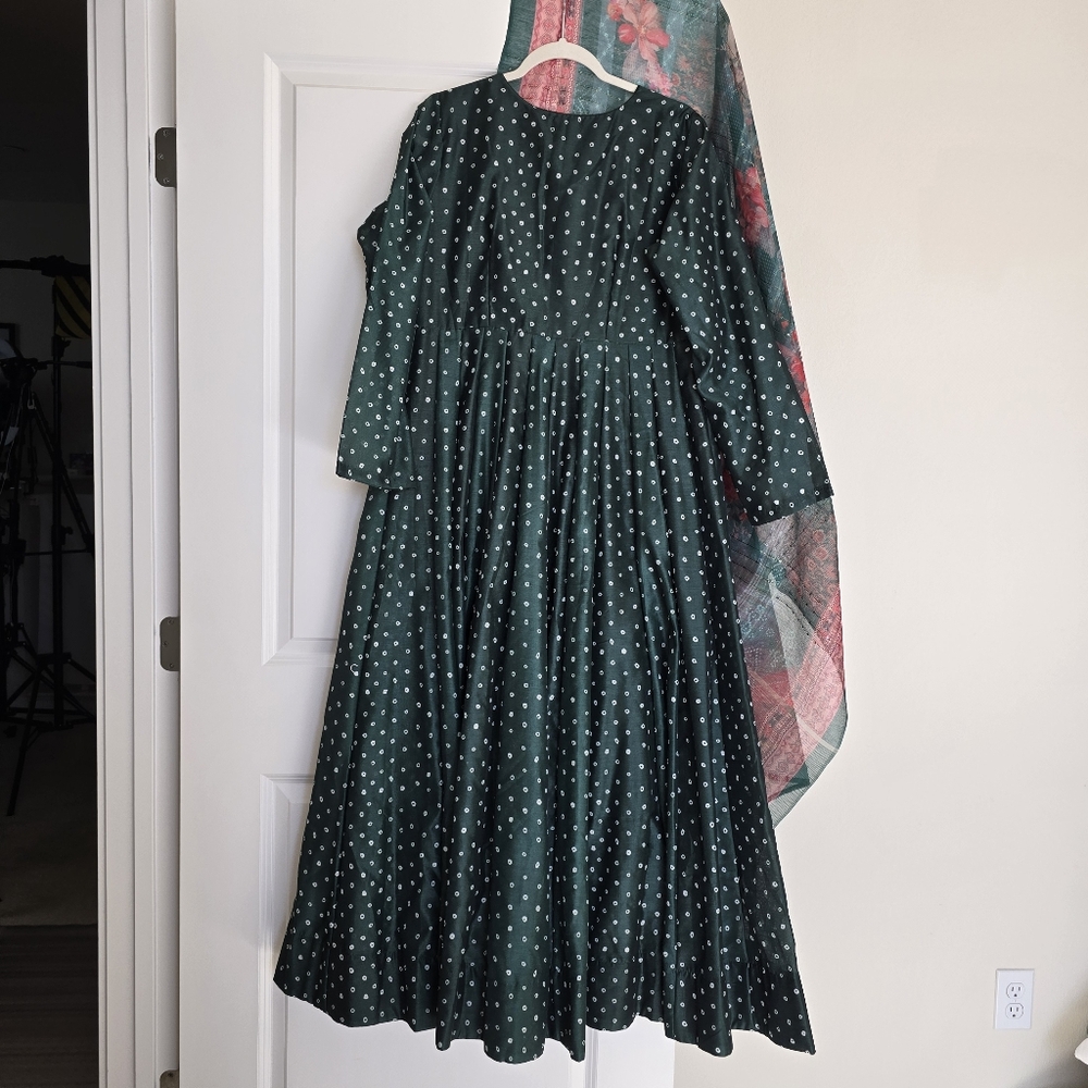 Idaho Anarkali Pishwas Maxi Dress - 42" XL Green (Indian Size 3XL) - Picture 5 of 16